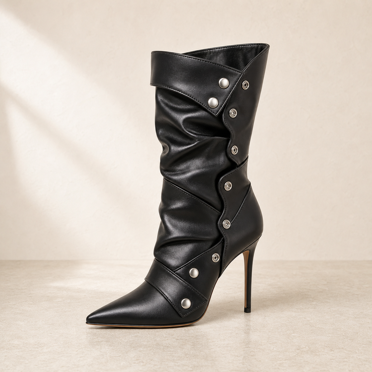 Black Snap Panel Mid-Calf Boot product profile image, Yardlow & Sons women's boots