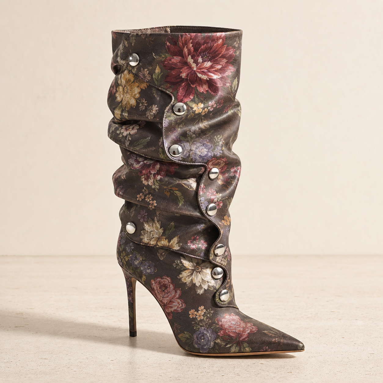Brown Floral Snap Panel Boot product profile image, Yardlow & Sons women's boots