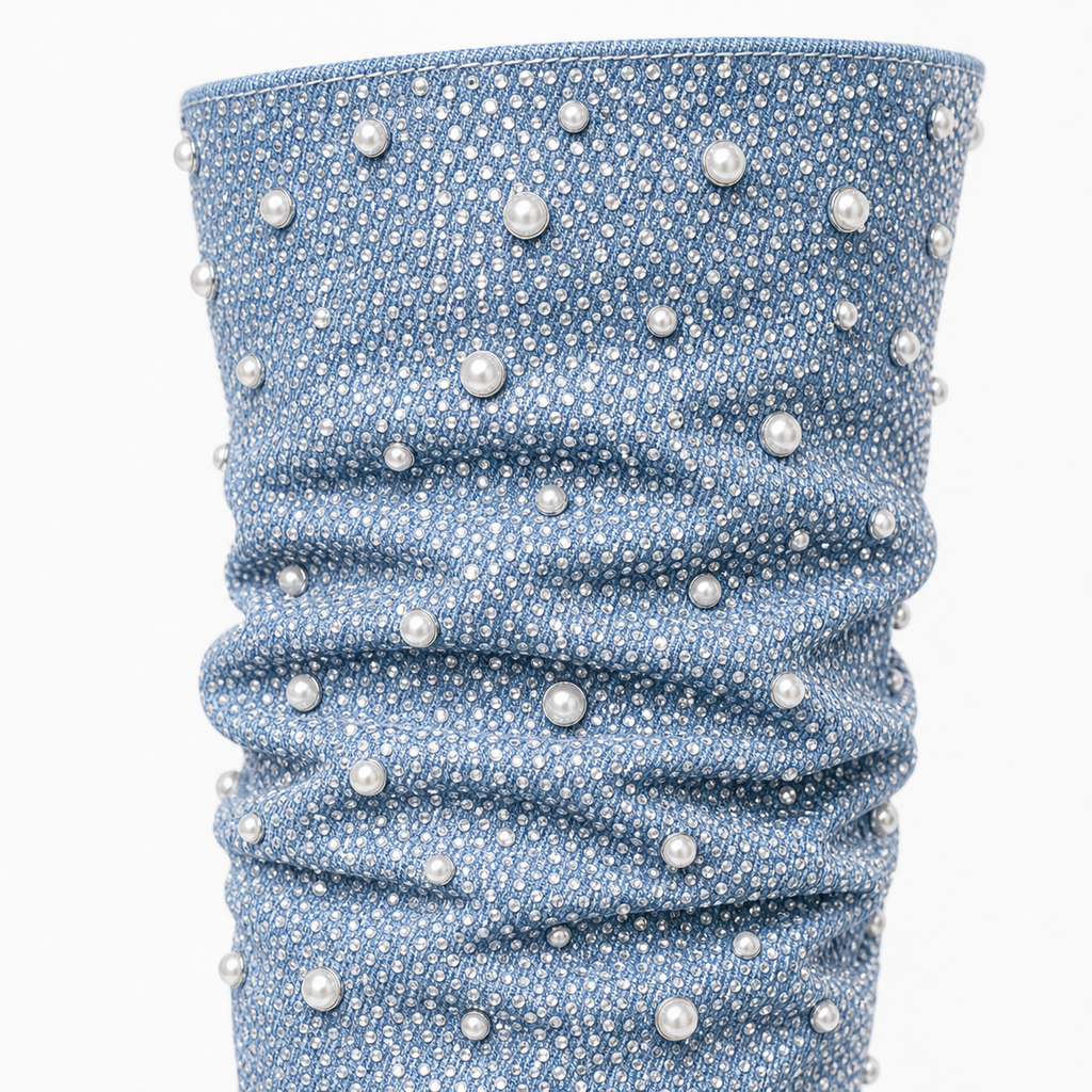 Custom Denim Over-Knee Stiletto Boot material entry detail image, Yardlow & Sons women's boots