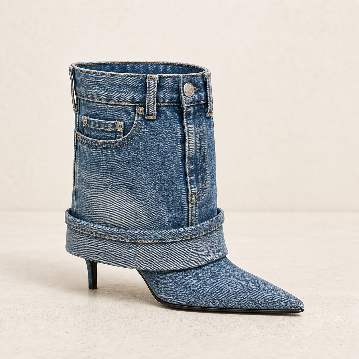 Denim Cowgirl Mid-Calf Boot product profile image, Yardlow & Sons women's boots