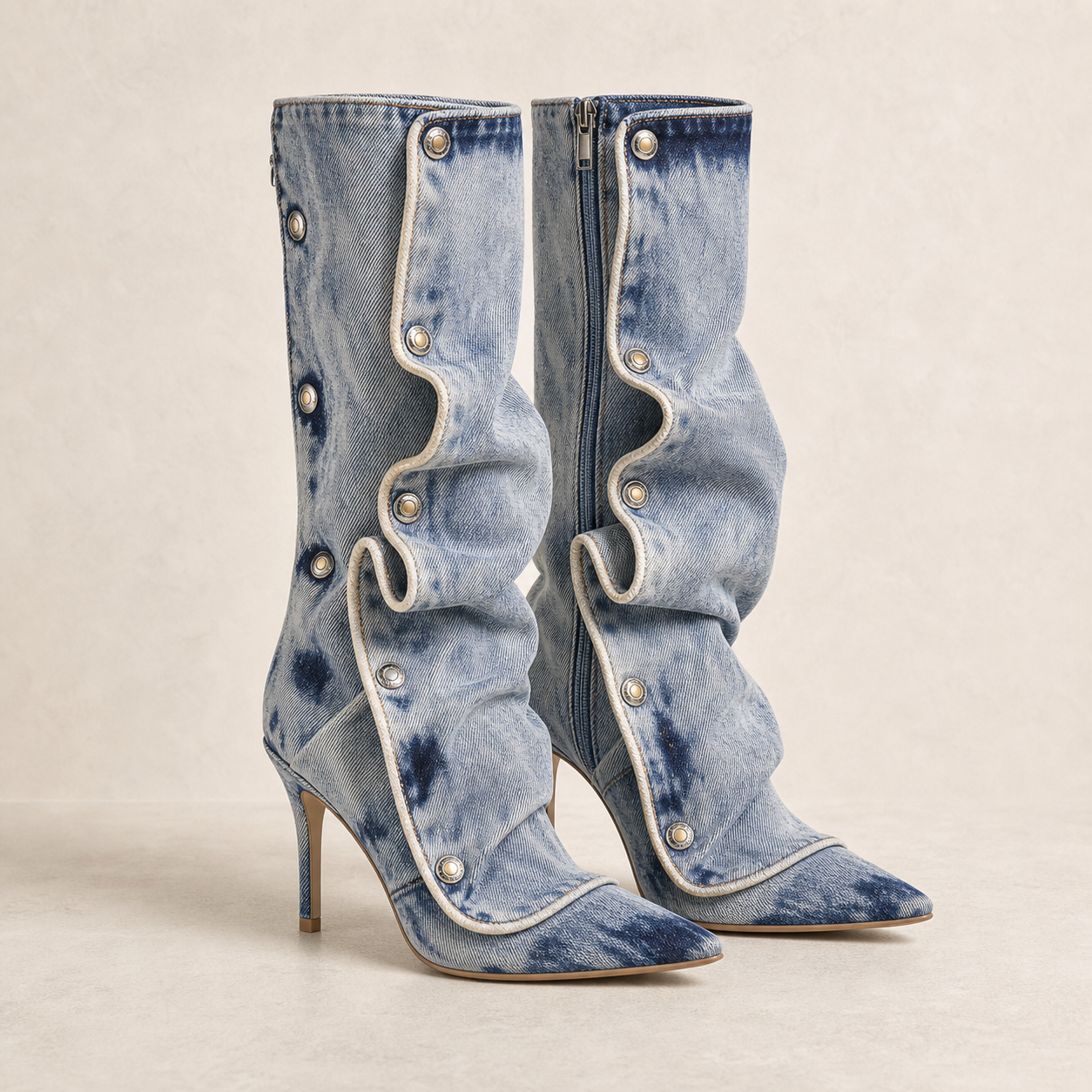 Marseille Denim Stiletto Boot product profile image, Yardlow & Sons women's boots