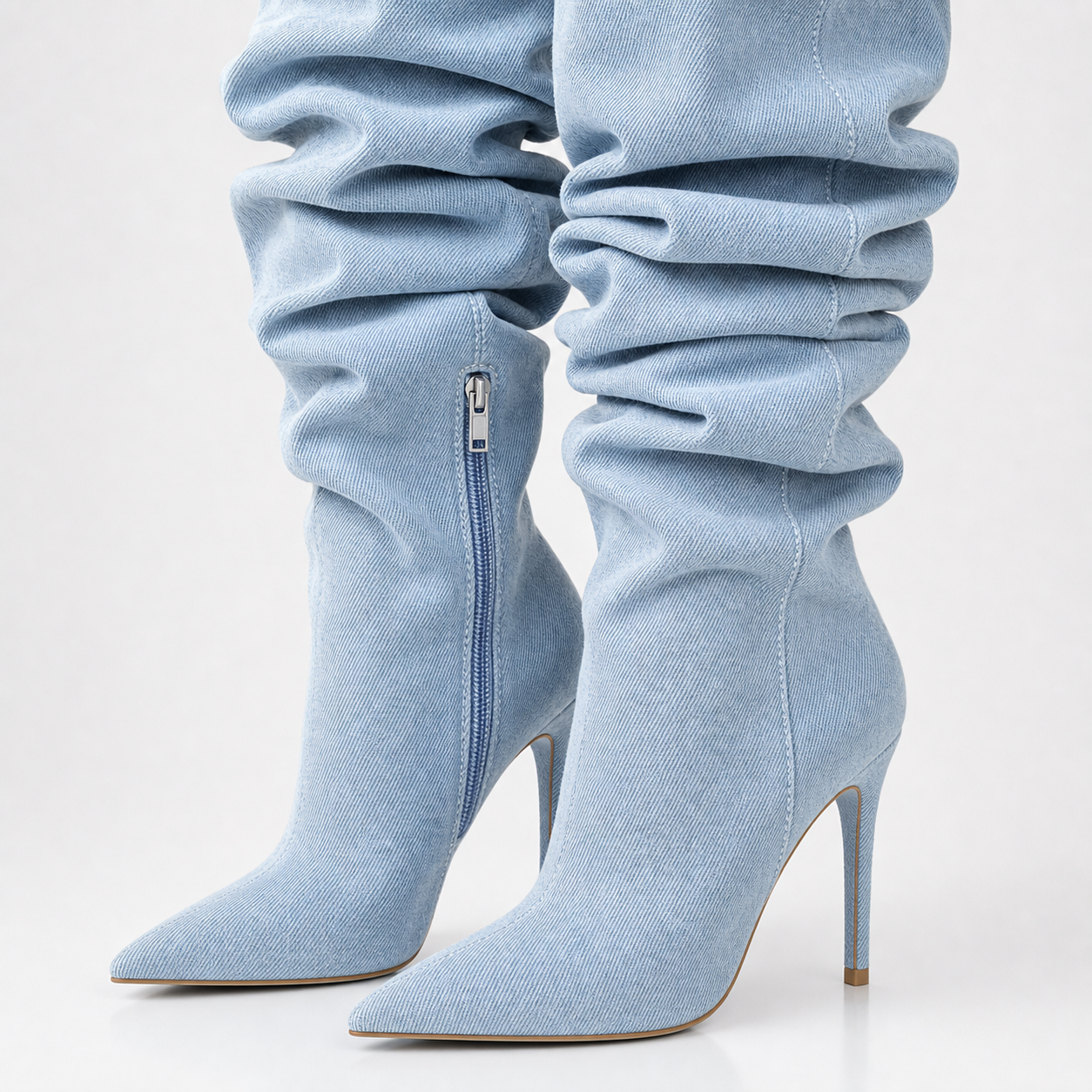 Pleated Over-Knee Pointed Boot material entry detail image, Yardlow & Sons women's boots