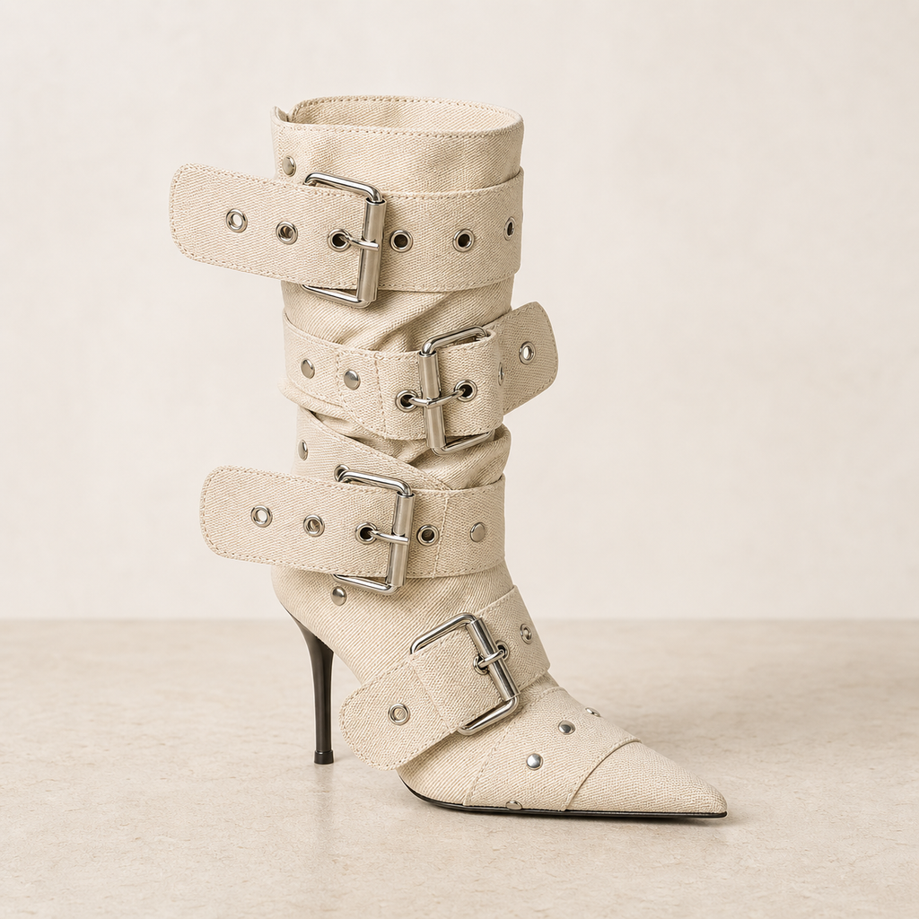 Punk Denim Buckle Ankle Boot product profile image, Yardlow & Sons women's boots