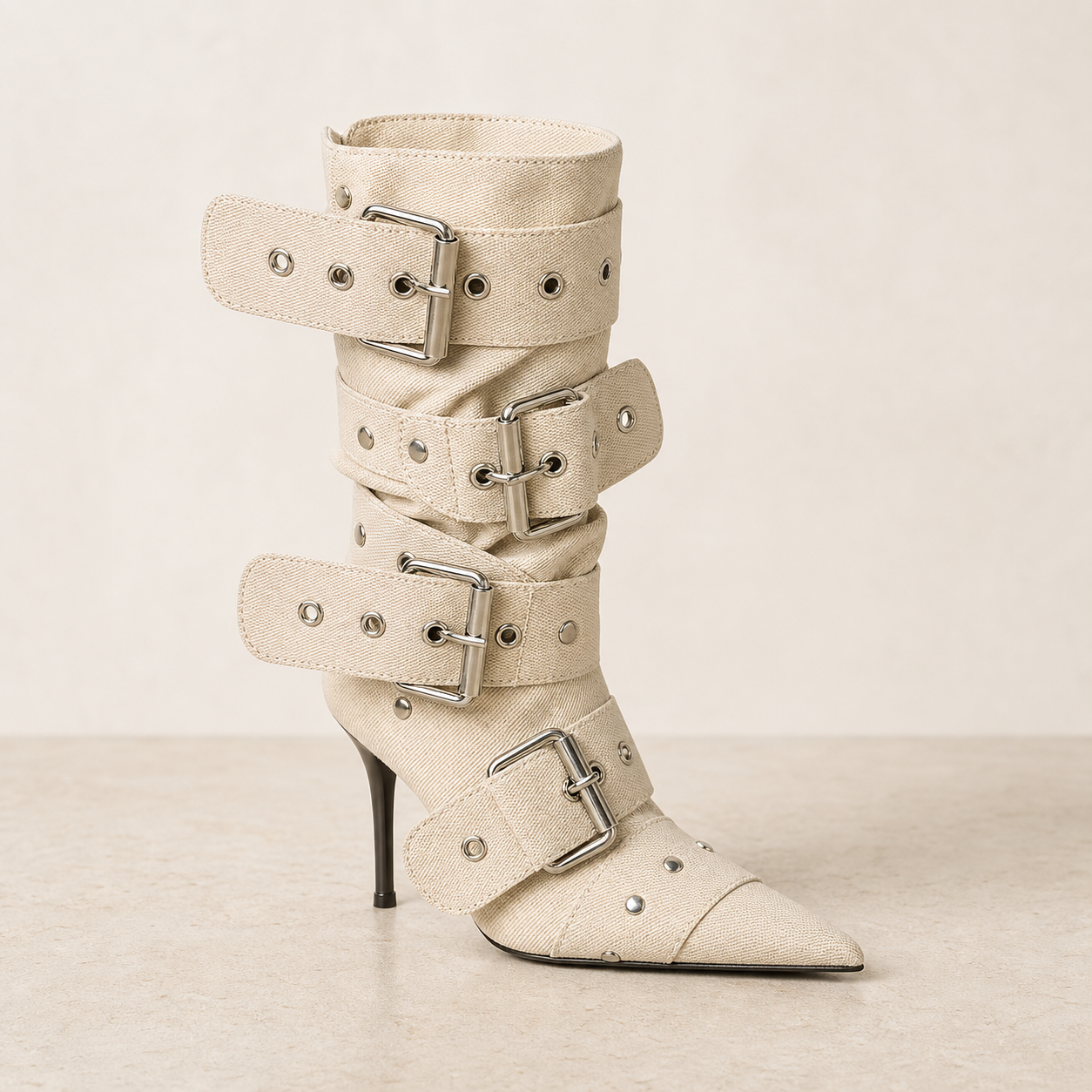 Punk Denim Buckle Ankle Boot product profile image, Yardlow & Sons women's boots