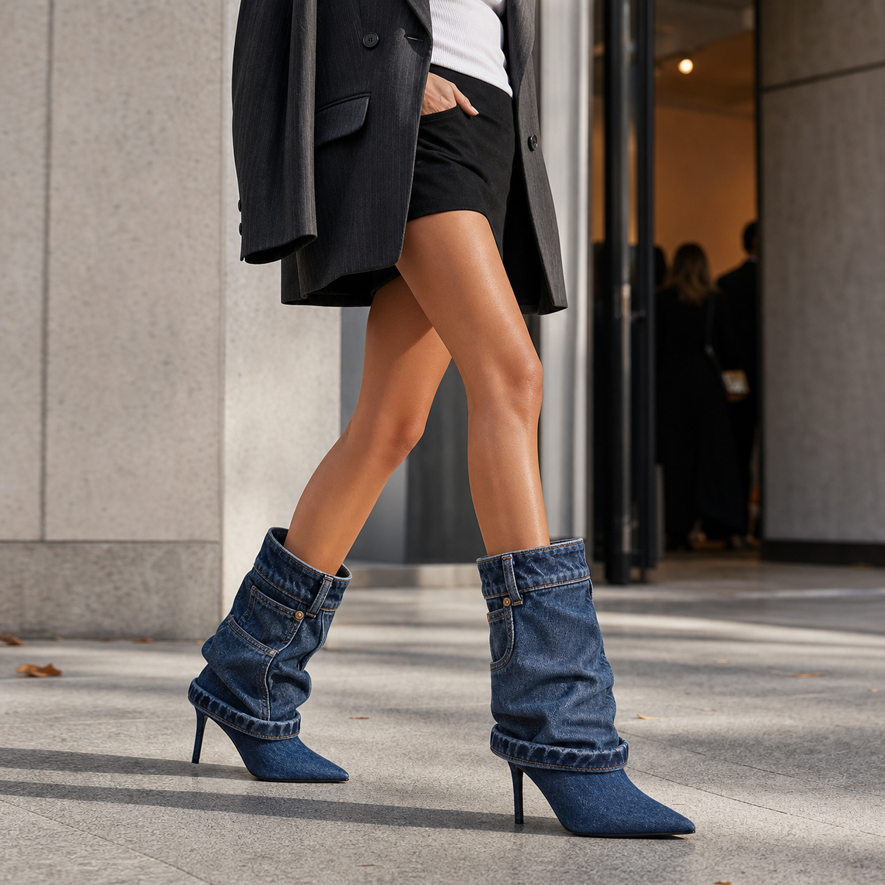 Rodeo Zip Stiletto Boot on leg editorial fit image, Yardlow & Sons women's boots