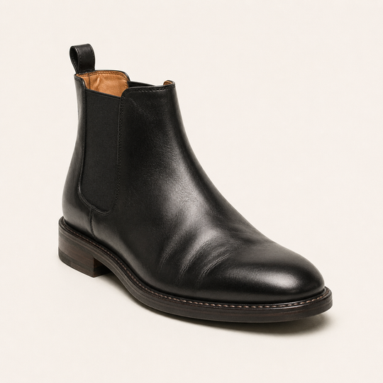 The Hampton black chelsea boot — handmade welted leather, dress and casual