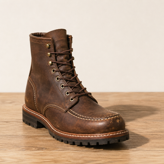The Northam moc toe boot — handmade welted leather, American workwear heritage