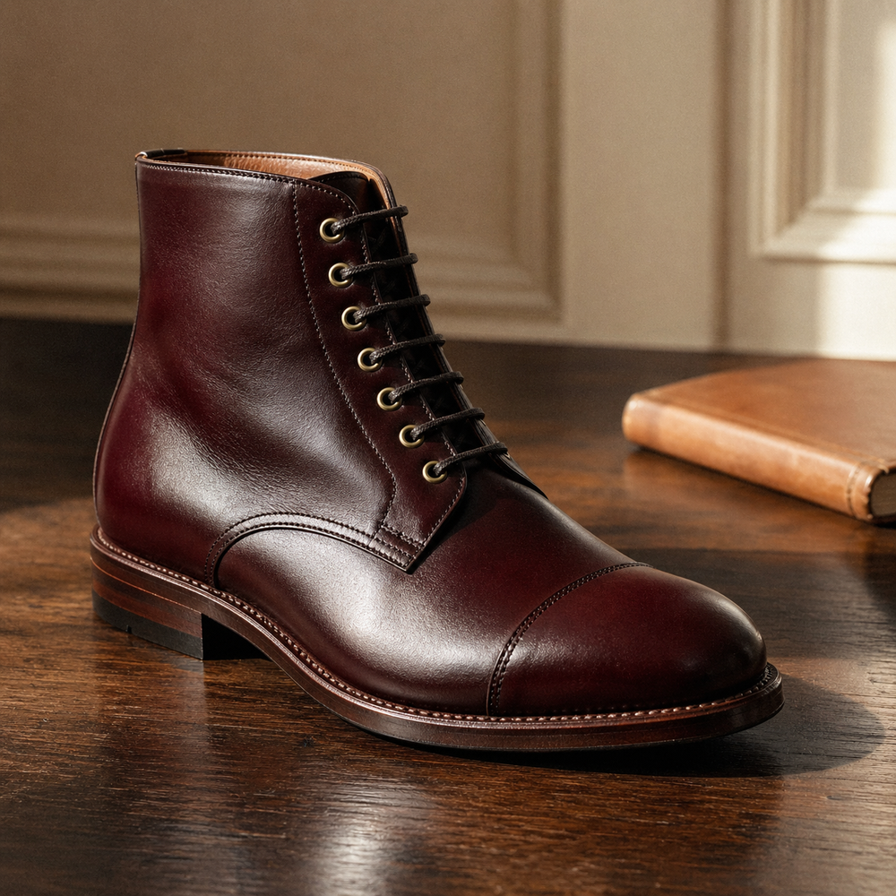 The Mercer cap toe oxford boot — handmade dress calf leather, formal heritage
